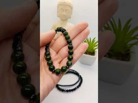 Набір 3 браслета натуральний камінь змійовик та гематит, видео 1