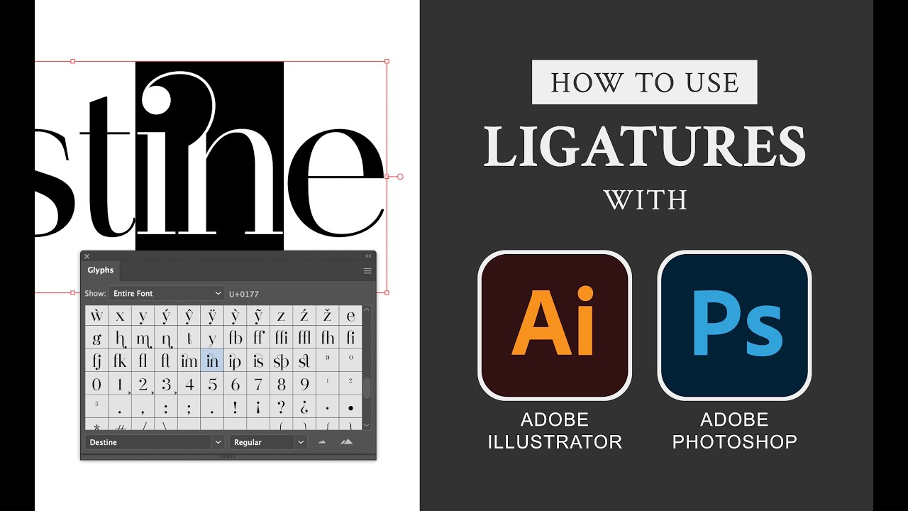 How to use Ligatures in Adobe Illustrator & Adobe CC YouTube