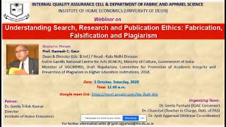 Understanding Search, Research and Publication Ethics: Fabrication, Falsification and Plagiarism