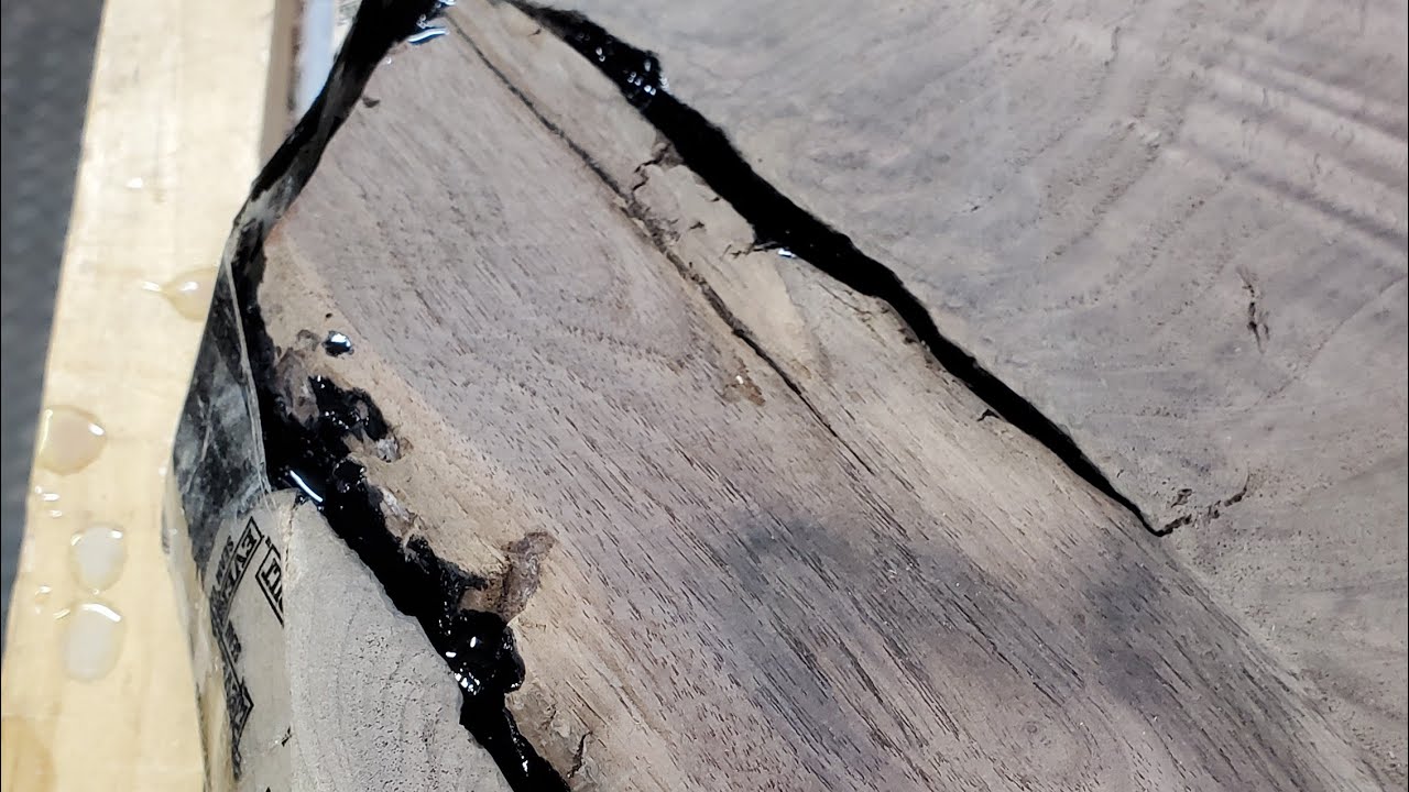Removing bark inclusions from Black Walnut slab