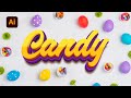 This is How to Create Unique & Modern Style 3D Text Effect in Illustrator Candy Font Effect