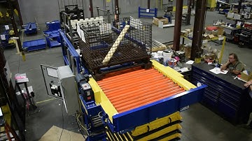 LEWCO Custom Over/Under with Powered Chain Driven Live Roller Conveyor with Lift and Rotate Table