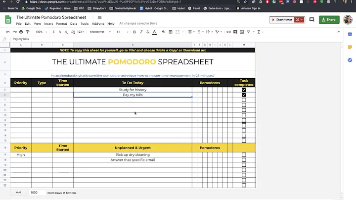 How to use the ultimate pomodoro spreadsheet
