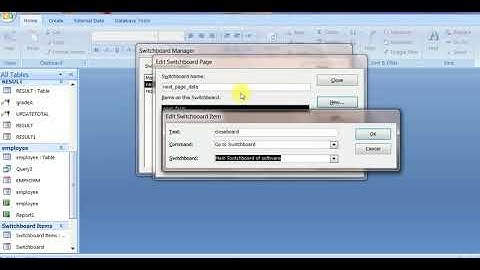 MS ACCESS: SWITCHBOARD MANAGER IN MS ACCESS.