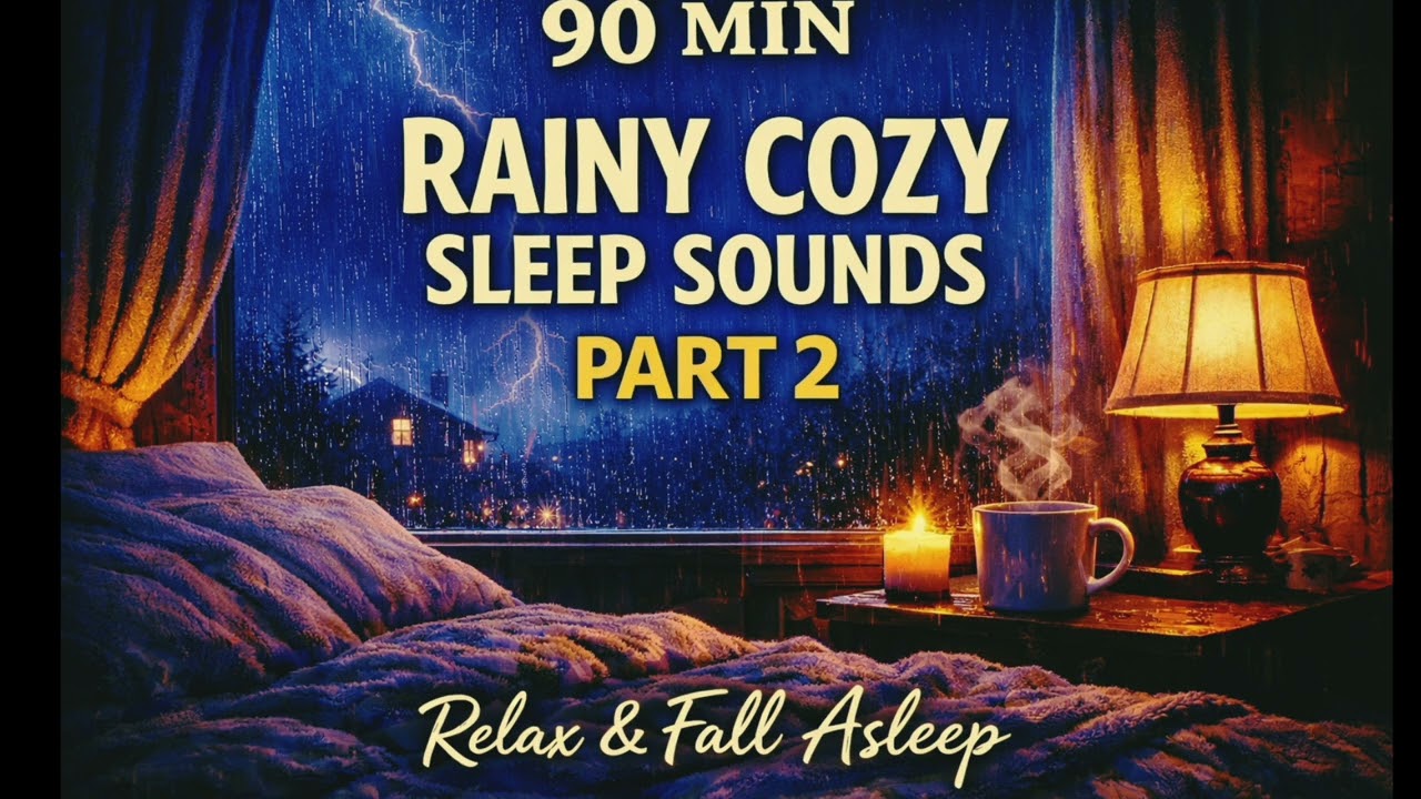 Still Awake? 🌩️ Part 2 – 90 Min Rain & Thunder Night Therapy || RainyDreamsNight  