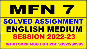 mfn 7 solved assignment 2022-23 in english | mfn 7 solved assignment 2022-23 | mfn 7 2023