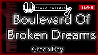 Video thumbnail of "Boulevard Of Broken Dreams (LOWER -3) - Green Day - Piano Karaoke Instrumental"