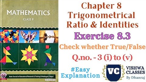 Class 9 | Chapter 8 | Trigonometrical Ratio & Identities | Exercise - 8.3 Q.No. 3 Solution |CG Board