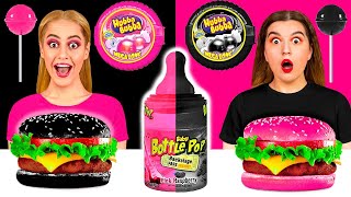 Black vs Pink Food Challenge  Eating Everything Only In 1 Color For 24 Hours by DaRaDa Challenge