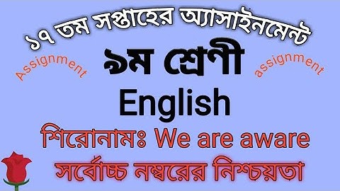 ৯ম শ্রেণির ১৭ তম সপ্তাহের এসাইনমেন্ট | 17th week assignment class 9 | #৯ম_শ্রেণির_অ্যাসাইনমেন্ট