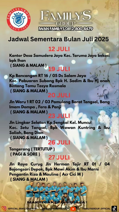 Jadwal Familys group Juli 2025 ‼️gaskeun meluncur‼️ #shorts #dangdut #familysgroup