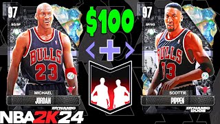 I SPENT $100 FOR THE GALAXY OPAL MICHAEL JORDAN \& SCOTTIE PIPPEN DYNAMIC DUO IN NBA 2K24 MyTEAM...