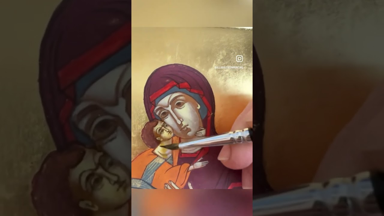 Icon writing process. Our Lady for Vladimir