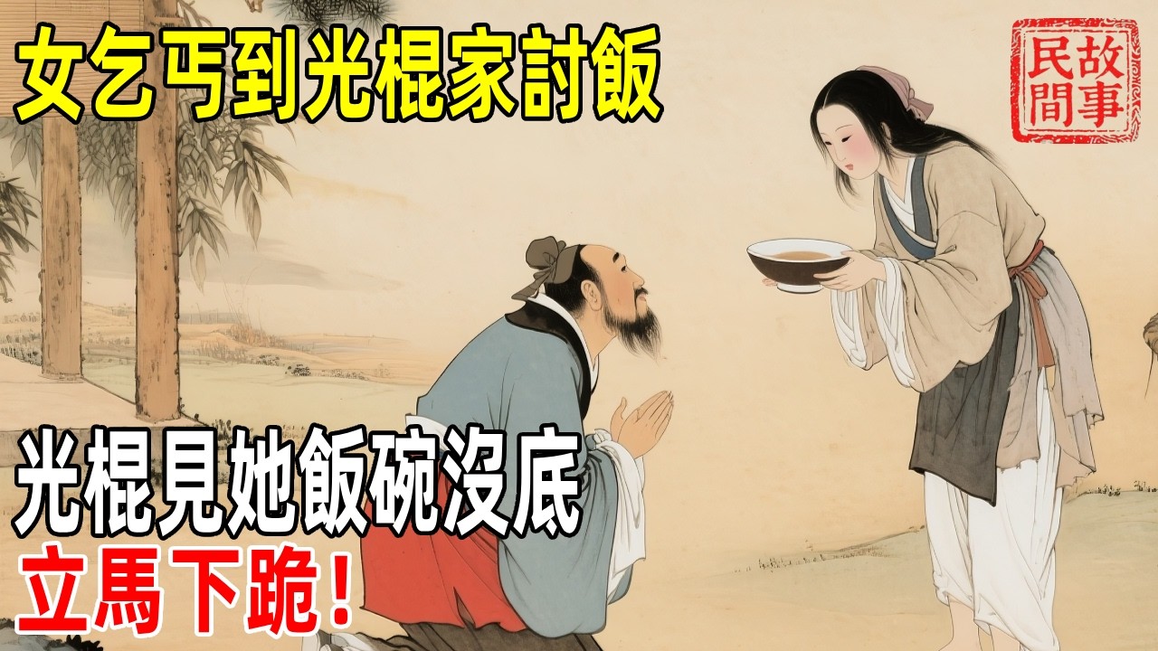 女乞丐到光棍家討飯，光棍見她飯碗沒底，立馬下跪！【壓箱底的舊事】#故事#民间故事#故事会#民間故事#故事會#温馨故事#民间传统故事