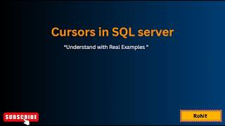SQL Server Cursors Explained Step by Step with Example #sql #sqltutorial