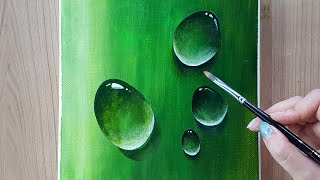 쉬운 아크릴화 그리기 #90 초록 캠퍼스 위에 물방울 Satisfying Acrylic Painting / Color hobby ASMR art