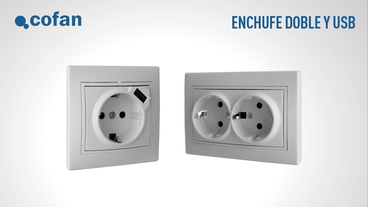 Enchufe doble Schuko y USB 1A para pared.
