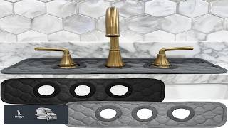 Bathroom Sink Splash Guard 3 Round Hole : AHA HOMEWARE Faucet Mat for Bathroom