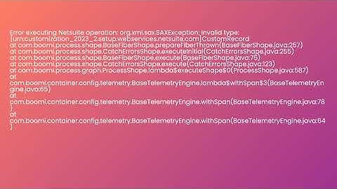 Probleemoplossing NetSuite-fout: org.xml.sax.SAXException: Ongeldig type