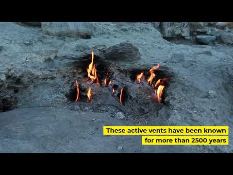 Natural hydrogen in eternal flames in Chimaera