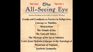 Manly P. Hall, The All Seeing Eye Magazine. Nov 1923 Volume 2. Ancient Wisdom for Modern Problems. 7