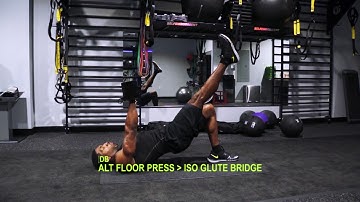 Dumbbell Alt Floor Press ISO Glute Bridge