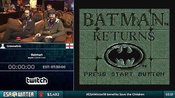 #ESAWinter18 speedrun Batman Returns in 7:23 [SEGA GAME GEAR]