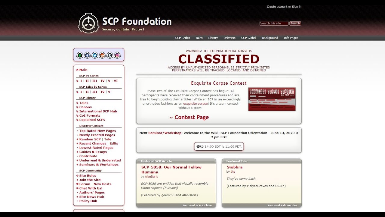 Websites, SCP Foundation