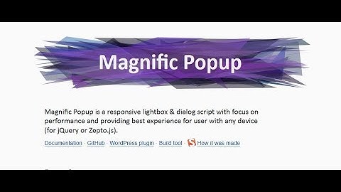 Magnific Popup jQuery Plugin Uses in HTML Template