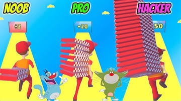 Noob vs Pro vs Hacker in pizza delivery run 3d||oggy and jack game||oggy game