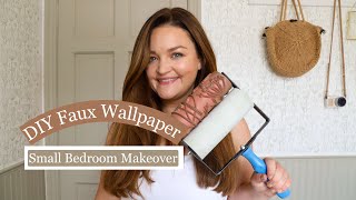 DIY faux wallpaper, budget small bedroom makeover