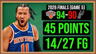Grading Every Shot by Jalen Brunson in Game 5 of the 2026 NBA Finals