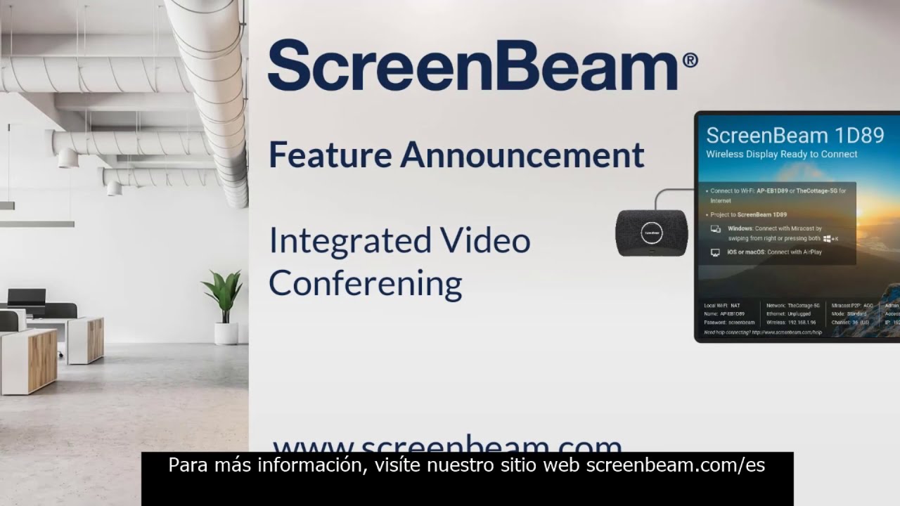 Video Conferencia Integrada en el ScreenBeam 1100 Plus