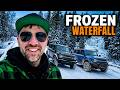 Bronco Snow Wheeling to a Frozen Waterfall