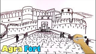 How to draw the Entry gates of the Agra Fort