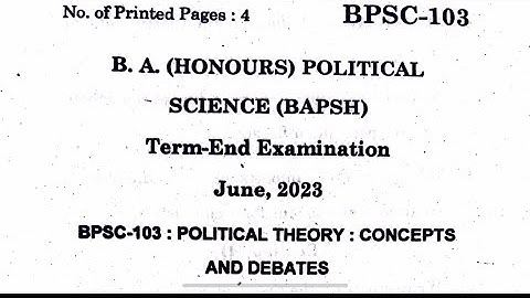 Political Theory: Concepts and Debates BPSC103, IGNOU PYQ (June 2023)