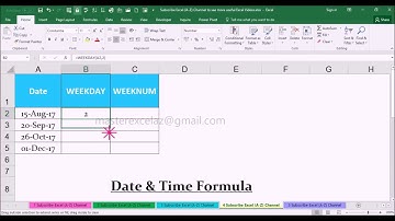 WEEKDAY vs WEEKNUM Date & Time Functions with Example in MS Office Excel 2016