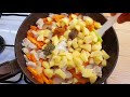 Tolles Rezept für Kartoffeln mit Gemüse und Fleisch, Rezept für das Abendessen in einer Pfanne #161
