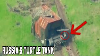 Combat Footage! Russian Turtle Tank Vs Ukrainian DRone