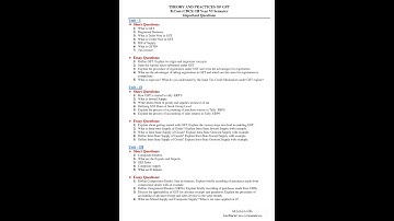 Theory and practice of GST important questions for B.Com 6th Semester. #collegeexams