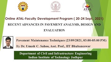 ATAL FDP - Lecture 12 - Pavement Maintenance Techniques