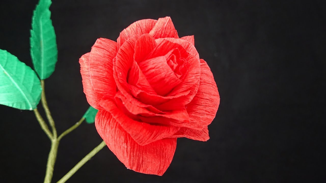 ペーパーフラワー クレープペーパーで作るバラの花 ダイカット使用 Paper Flower Making Rose With Crepe Paper Use Die Cut Youtube