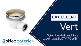 VERT Syfon brodzikowy BIAŁY z pokrywą ZŁOTY POŁYSK EXCELLENT INEX.2116.K.90.WHGL - SklepBaterie.pl