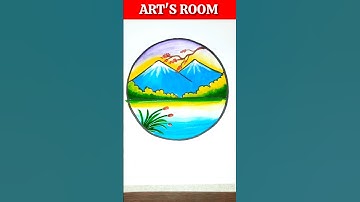Simple And Easy Circle Scenery Drawing With Colours| Easy Circle Scenery Art #shorts #drawing