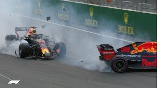 All The Angles: Ricciardo and Verstappen Crash | 2018 Azerbaijan Grand Prix