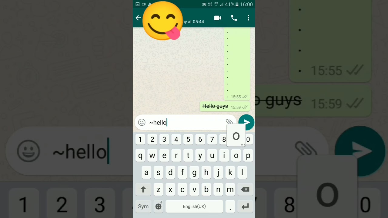 how to send Strikethrough messages in Whatsapp