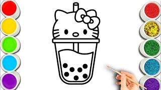 Hello Kitty Cold Drink Drawing, Painting & Coloring For Kids and Toddlers_ Child Art