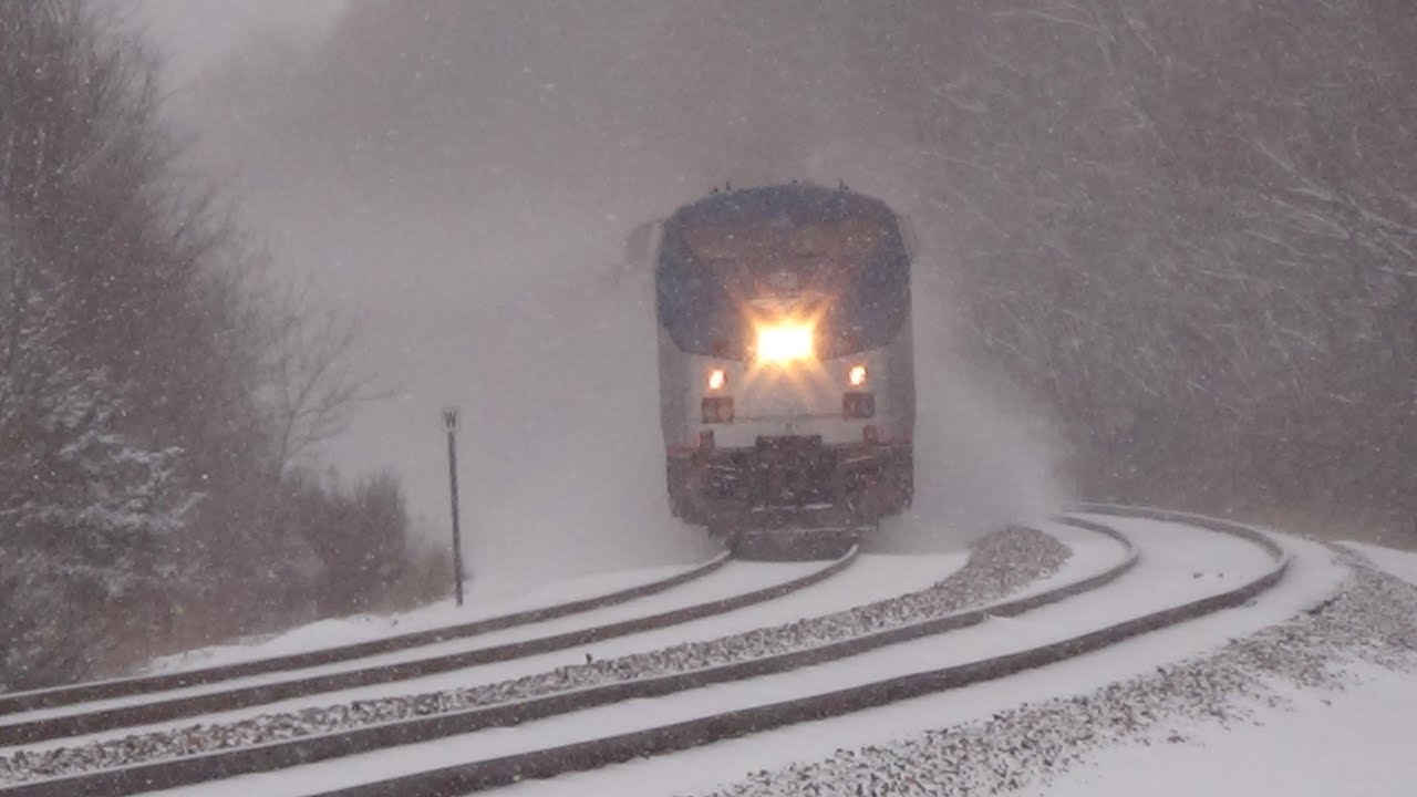 Amtrak in Falling Snow on Christmas Eve