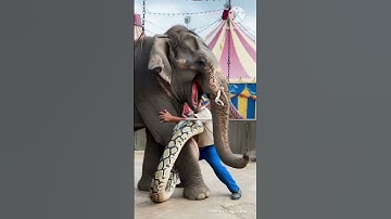 😱👉 Python attack on elephant #trending #viralvideo #wildlife circus #elephant #python #snake #animal