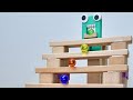 *Marble Run マーブルラン ASMR* Glass marble rolling down the Wooden staircase. 5